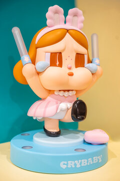 Bangkok, Thailand - September 4, 2025 : CRYBABY SHINY SHINY Series - Lamp art toy on display at Popmart Store.
