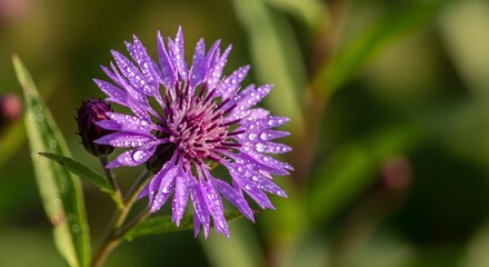 Purple Thistle Flower in Meadow