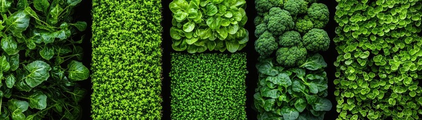 Close-up view of vibrant green leafy vegetables.