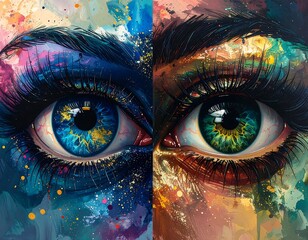 Abstract face, split eyes