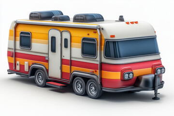 Realistic Rendering of a Bright Trailer on White Background