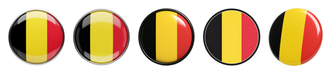 Fototapeta premium Belgian flag set including glossy, metallic, and flat style icons isolated. National symbol and graphic elements.