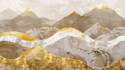 Obraz premium Gorgeous Abstract Golden Mountain Art: Textured Terrain & Soft Glow for Modern Aesthetic Landscape Background