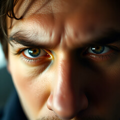Fototapeta premium Close-up of person's eyes, focusing on their intense gaze