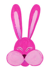 Hand-painted pink bunny head.