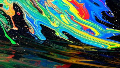 Abstract paint swirl on black background
