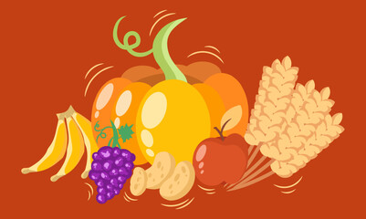 harvested fruits and vegetables