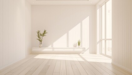 Fototapeta premium Bright modern interior with natural light and minimalist decor
