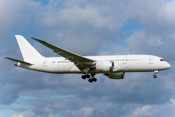 An airplane shortly before landing at the final destination.
