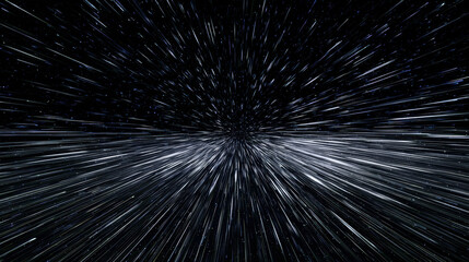warp speed star lines stretching foreground toward vanishing point cosmic travel concept deep black background illustration concept scene visual for commercial design use high detail quality stock