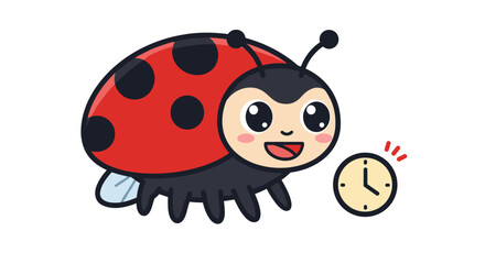 Obraz premium Smiling ladybug with small clock