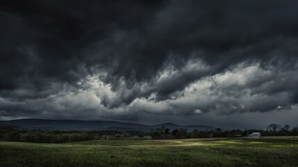 Dark Clouds Gathering: Ominous Dark Clouds, Thick Clouds Gathering for Storm, Gloomy Sky with Gathering Dark Clouds&mdash;Foreboding Weather Scene of Darkening Clouds
