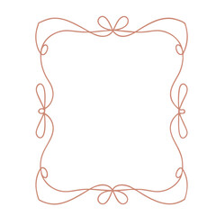 Ornamental frame with bows on transparent background.
