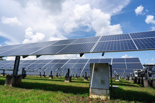 Large-scale monocrystalline solar panel array with ground-mounted structures, engineered for efficient electricity generation in utility, commercial, and industrial applications