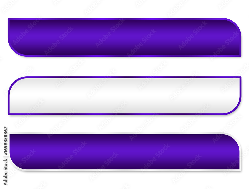 Aufkleber set of purple lower third rectangle with silver border modern element png file transparent backgroun