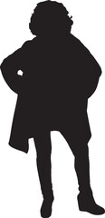vector,silhouette of front view of a couple walking