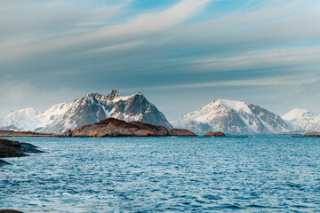 Snow-Capped Mountains by the Sea