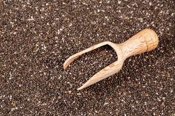 Top view of chia seeds, Close-up.