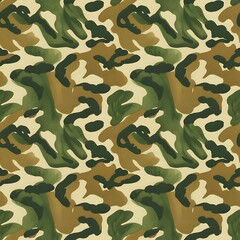 Naklejka premium Military Camouflage Seamless Pattern – Army Digital Paper with Classic Camo Texture, Hunting and Tactical Background for Scrapbooking & Crafts