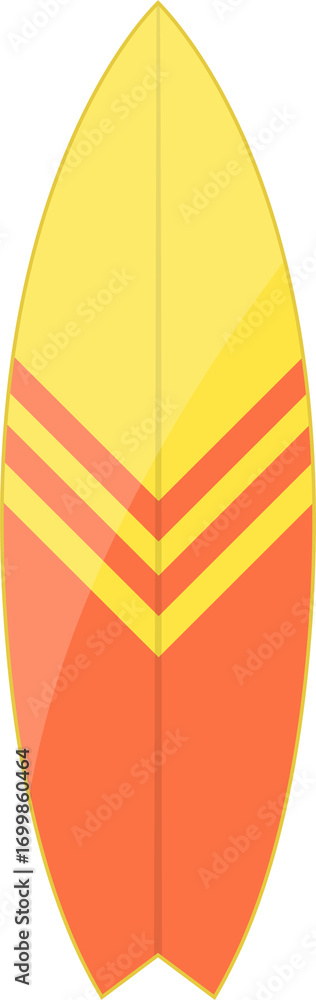 Poster abstract leaf shape with yellow top, orange bottom and striped pattern in the middle.