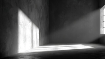 abstract. minimalistic background for product presentation. walls in  large empty room. can full of sunlight. Loft wall or minimalist wall. Shadow, light from windows to plaster wall.