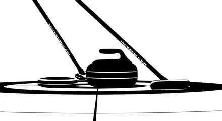 Curling sports equipment silhouette, Silhouette of curling stone, Delivery stick, Curling broom, Curling sheet etc, Curling equipment svg, Curling silhouette