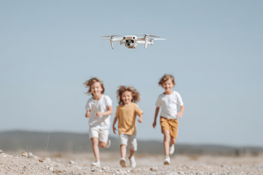 drone accompanies child to school and back home ensuring their safety throughout journey
