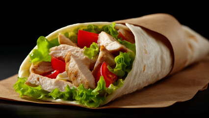 Grilled chicken wrap meal cook home kitchen budget friendly hearty lunch with lettuce tomato and tortilla wrapped for easy eating