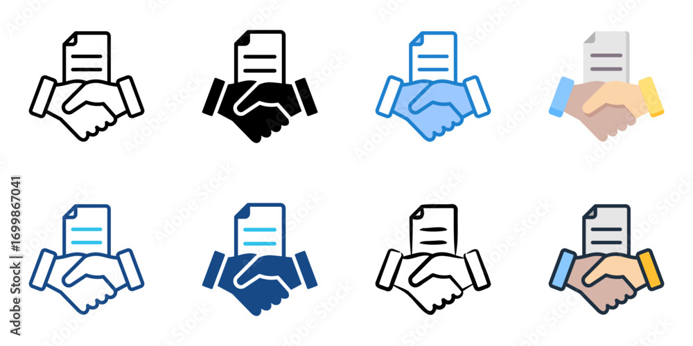 Poster Contract Negotiation icon set multiple style collection 
