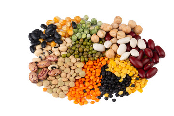Different types of legumes and cereals