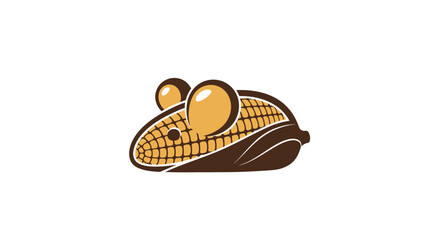 Corn cob shaped mouse cartoon illustration.