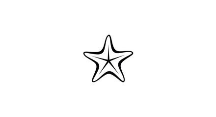 Fototapeta premium Simple black and white starfish illustration on a clean white background.