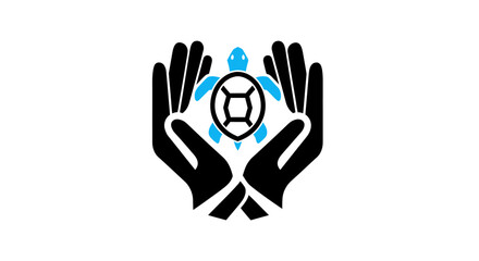 Hands gently holding a small turtle symbolizing protection and care for wildlife.