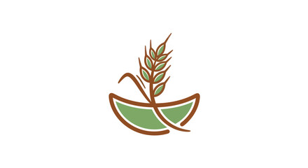 Stylized wheat stalk and boat shape logo design.