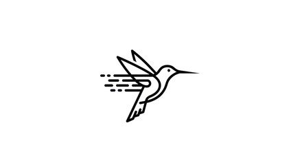 Minimalist Hummingbird Logo Design with Speed Trails.
