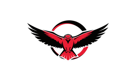 Red and black eagle logo with outstretched wings and a circular emblem.