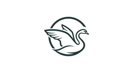 Fototapeta premium Elegant swan logo design within a circular frame.
