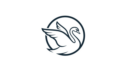 Elegant flying swan logo design within a circular frame.