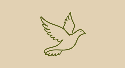 Simple Line Drawing of a Bird in Flight.