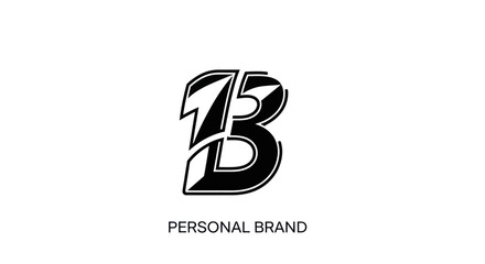 Stylized black and white B letter logo with number 13 integrated.