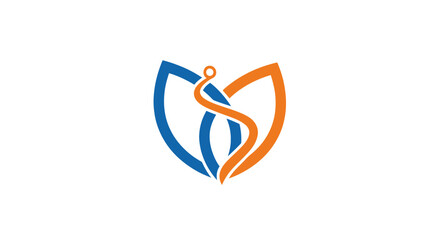 Abstract Medical Caduceus Symbol with Leaf Shapes.