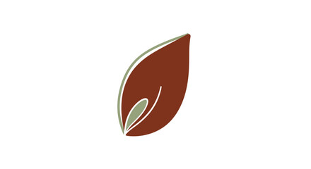 Stylized Brown Leaf with Green Sprout Illustration.