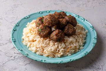 Meatballs , rice pilav and potatoes are delicious. Turkish name; kofte ve patates kizartmasi