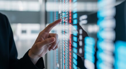 Person interacting with a data visualization screen