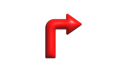 Glossy Red 3D Right Turn Arrow Icon on Black Background – Navigation Symbol or Direction Indicator Graphic