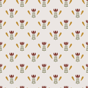 Arabian flower seamless pattern for desert coffee. Middle east traditional print. Vector 