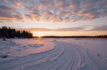 Fototapeta premium sunset in the snow