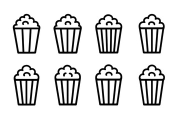 Neon popcorn icons glowing on dark background for movie night themes