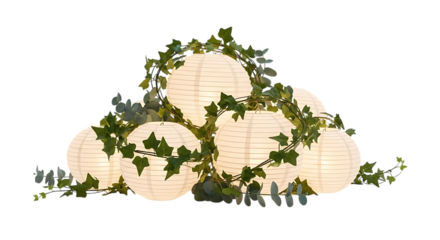 Romantic paper lanterns adorned with ivy perfect for weddings parties and home decor accents