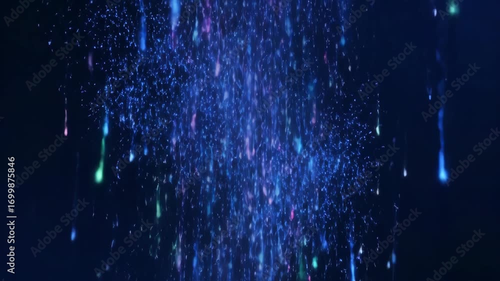 Poster seamless neon particle fall glowing streak effect blue background abstract digital futuristic vibran